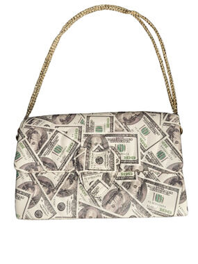"Lucky 100 Dollar Bills" quilted messenger bag satchel